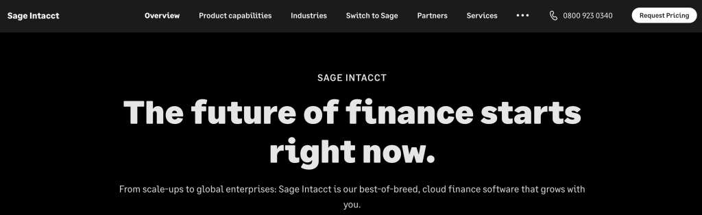 Sage Intacct ERP accounting software website. The future of finance starts right now.