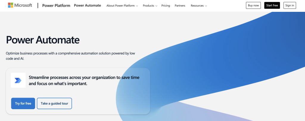 Microsoft Power Automate - example of intelligent automation software.