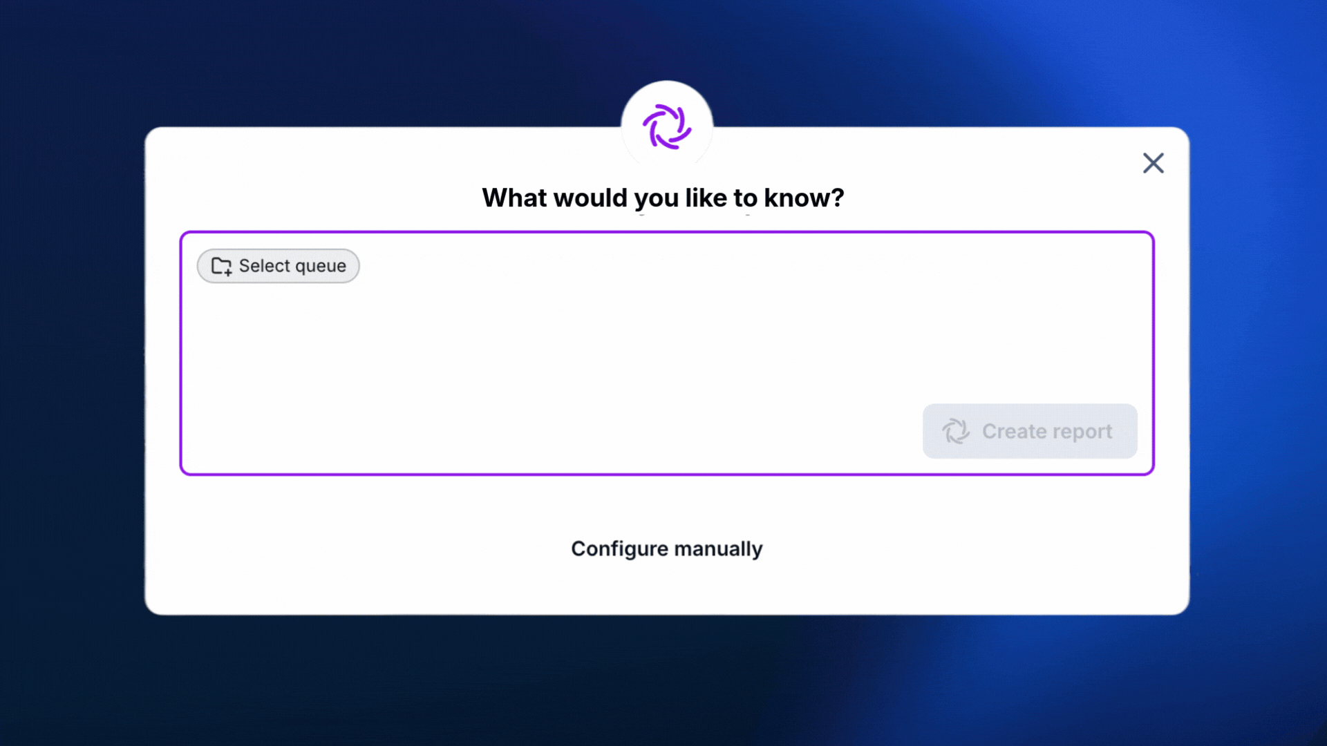 conversational insights gif showing creating report about 5 top suppliers blocking automation