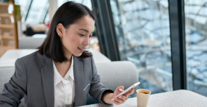 Professional using AI data capture on mobile device
