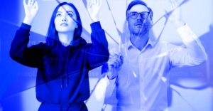 Breaking the ap automation ceiling - people standing behind a glass wall breaking