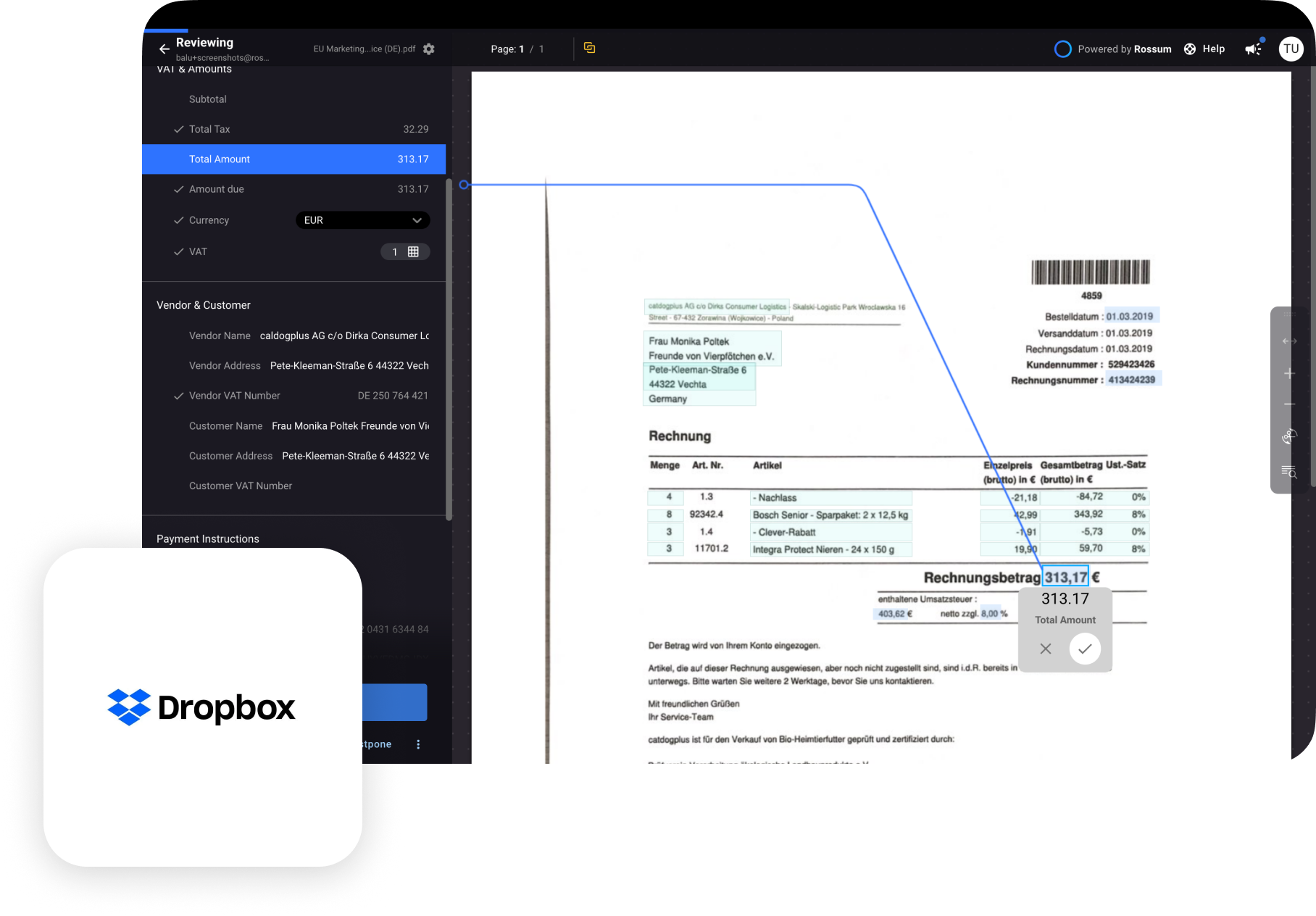 Dropbox integration