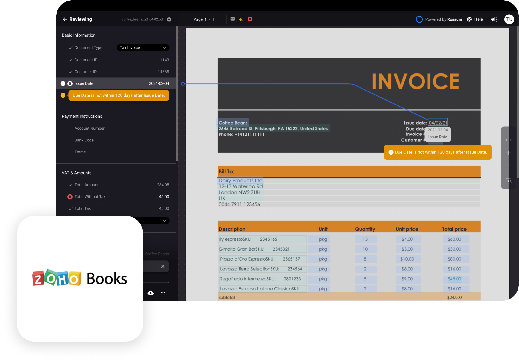zoho books integration