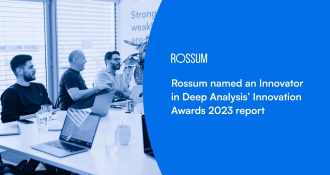 Rossum has been recognized as a top innovator in the 4th edition of the Deep Analysis Innovation Awards 2023, signifying the company's dedication to pushing the boundaries of problem-solving and ingenuity.